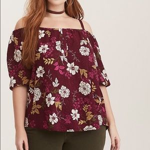TORRID • Challis magenta floral print blouse 2X
